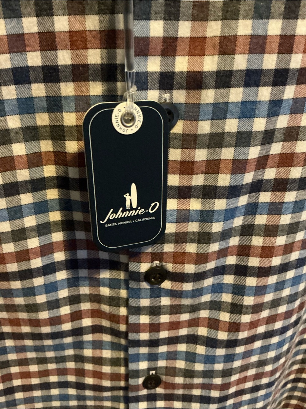 johnnie-O Harvest Plaid Button-Down in Blue, Brown, Cream - Picture 6 of 7